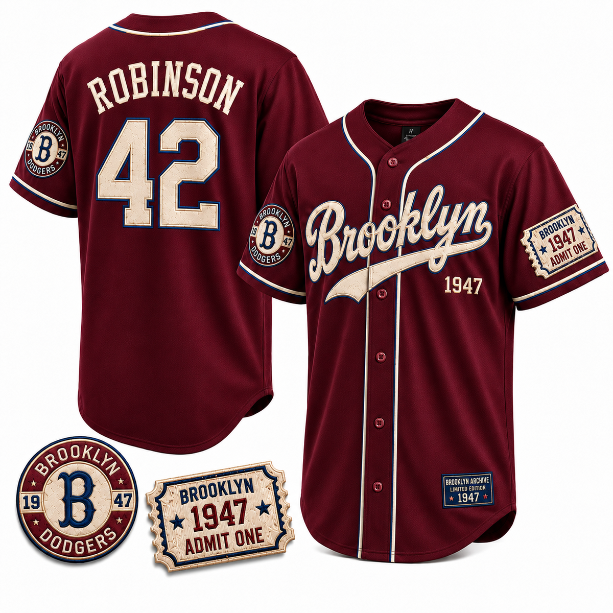 Brooklyn 1947 heritage baseball jersey - All Stitched