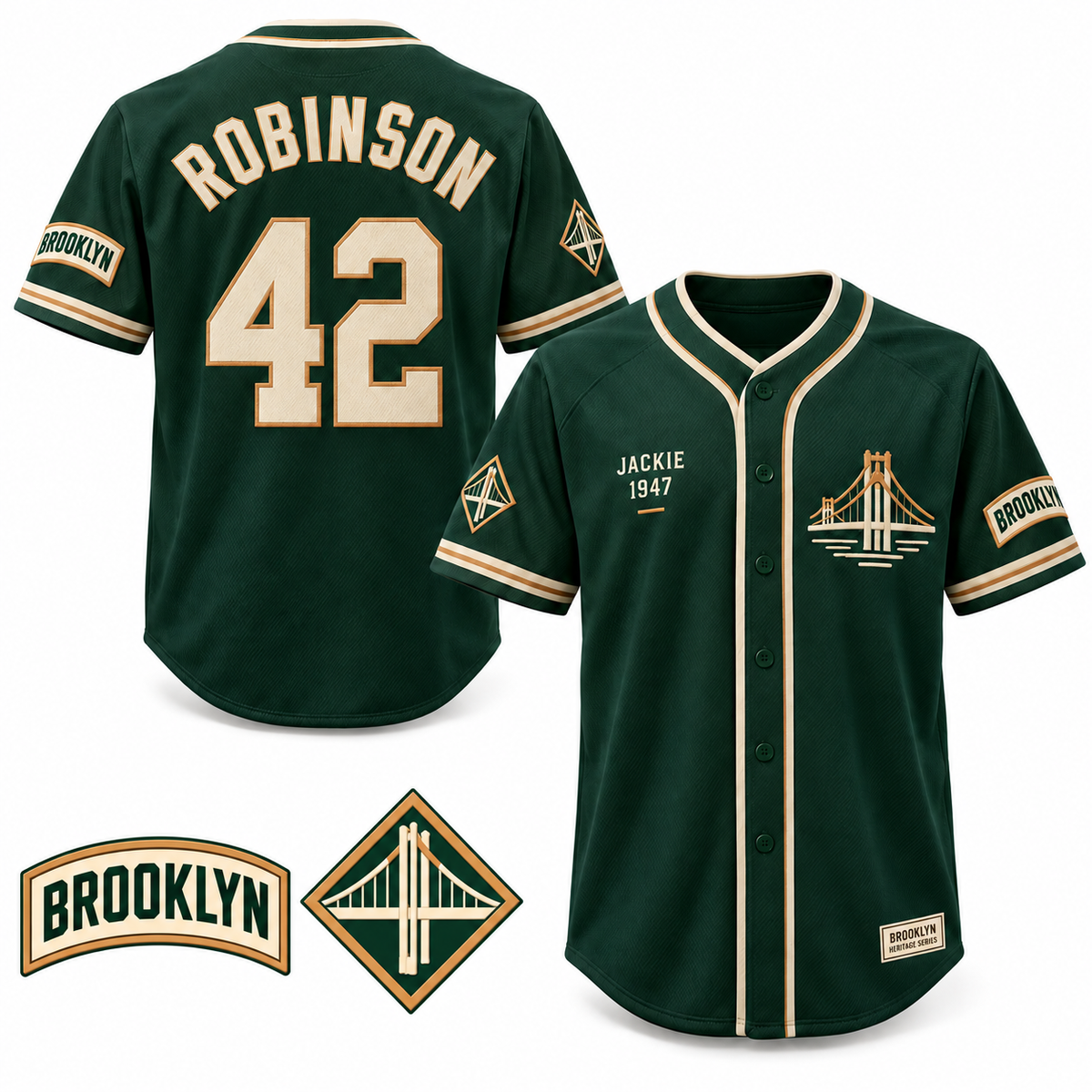 Brooklyn Heritage Baseball Jersey - All Stitched