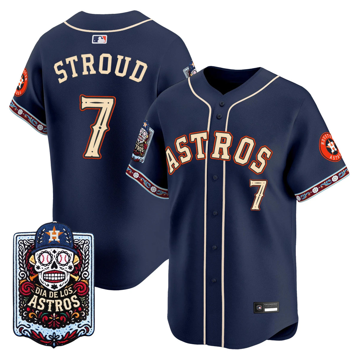 Men's Houston Astros Día de los Muertos Stitched Jersey