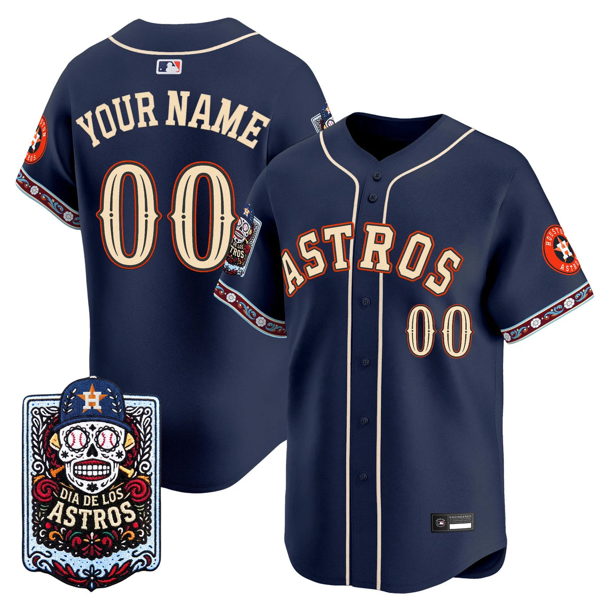 Houston Astros Día de los Muertos Custom Baseball Jersey - Stitched