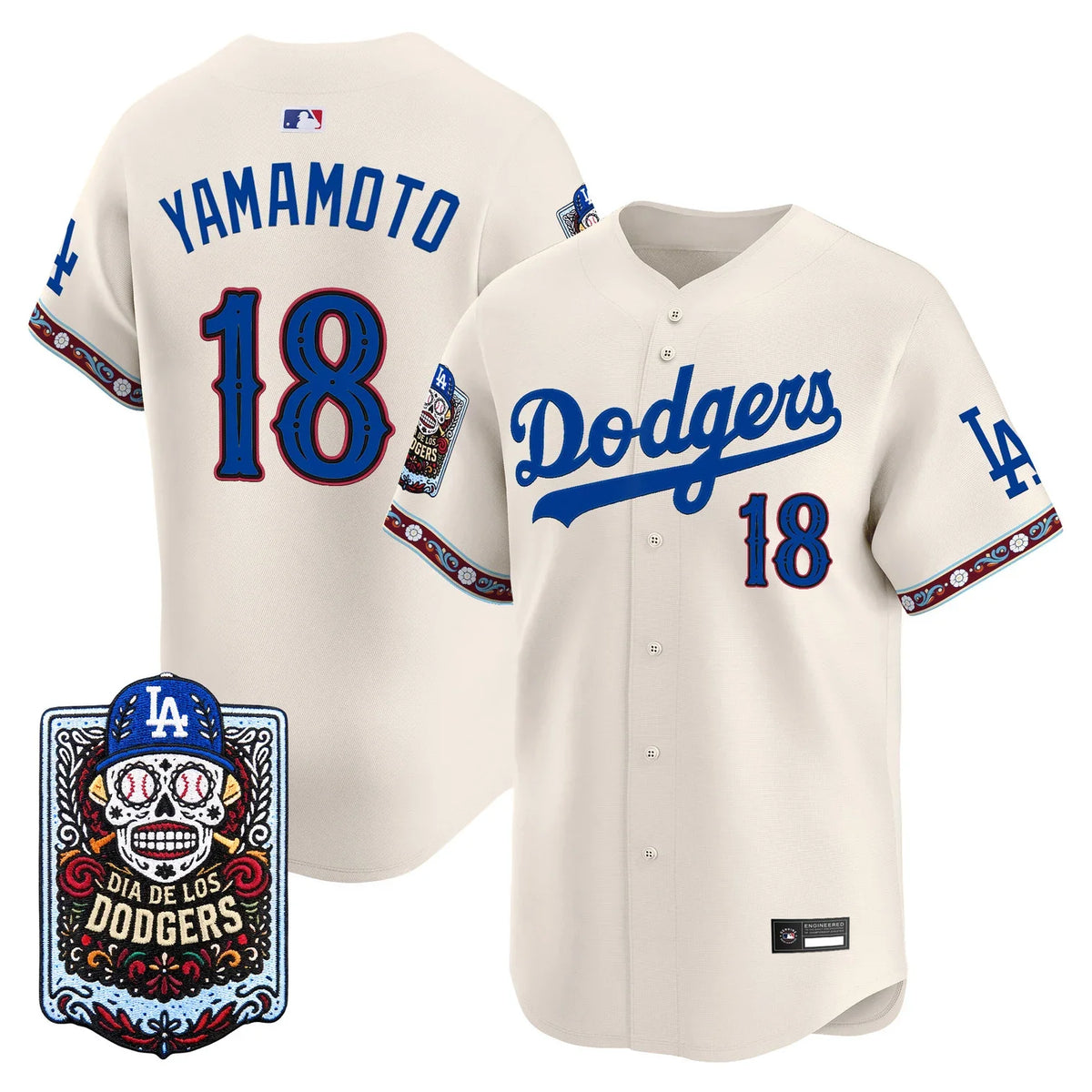 Men's Los Angeles Dodgers Día de los Muertos Vapor Premier Limited Jersey - All Stitched