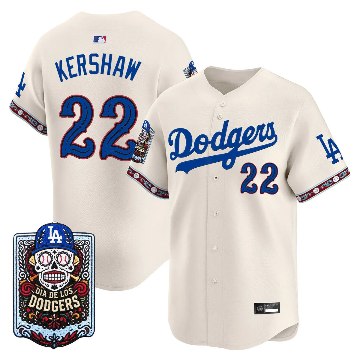 Men's Los Angeles Dodgers Día de los Muertos Vapor Premier Limited Jersey - All Stitched