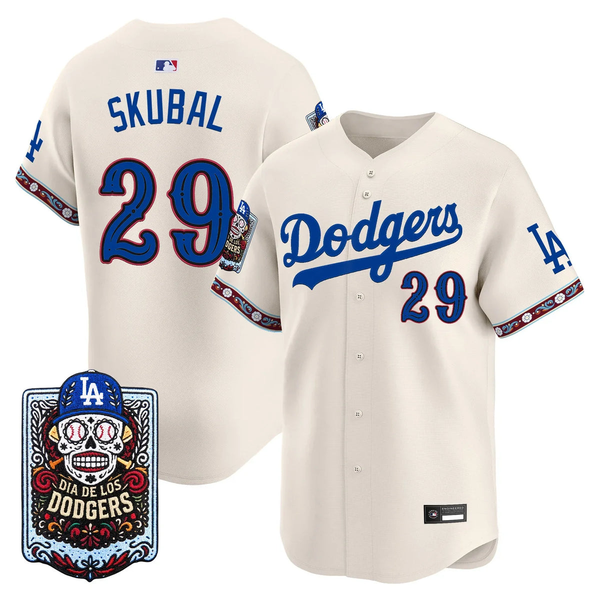 Men's Los Angeles Dodgers Día de los Muertos Vapor Premier Limited Jersey - All Stitched