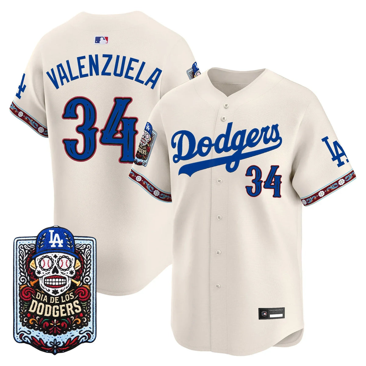 Men's Los Angeles Dodgers Día de los Muertos Vapor Premier Limited Jersey - All Stitched