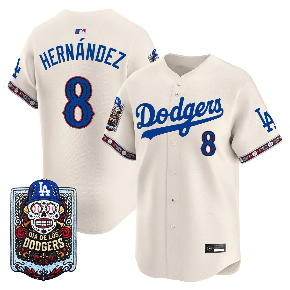 Men's Los Angeles Dodgers Día de los Muertos Vapor Premier Limited Jersey - All Stitched