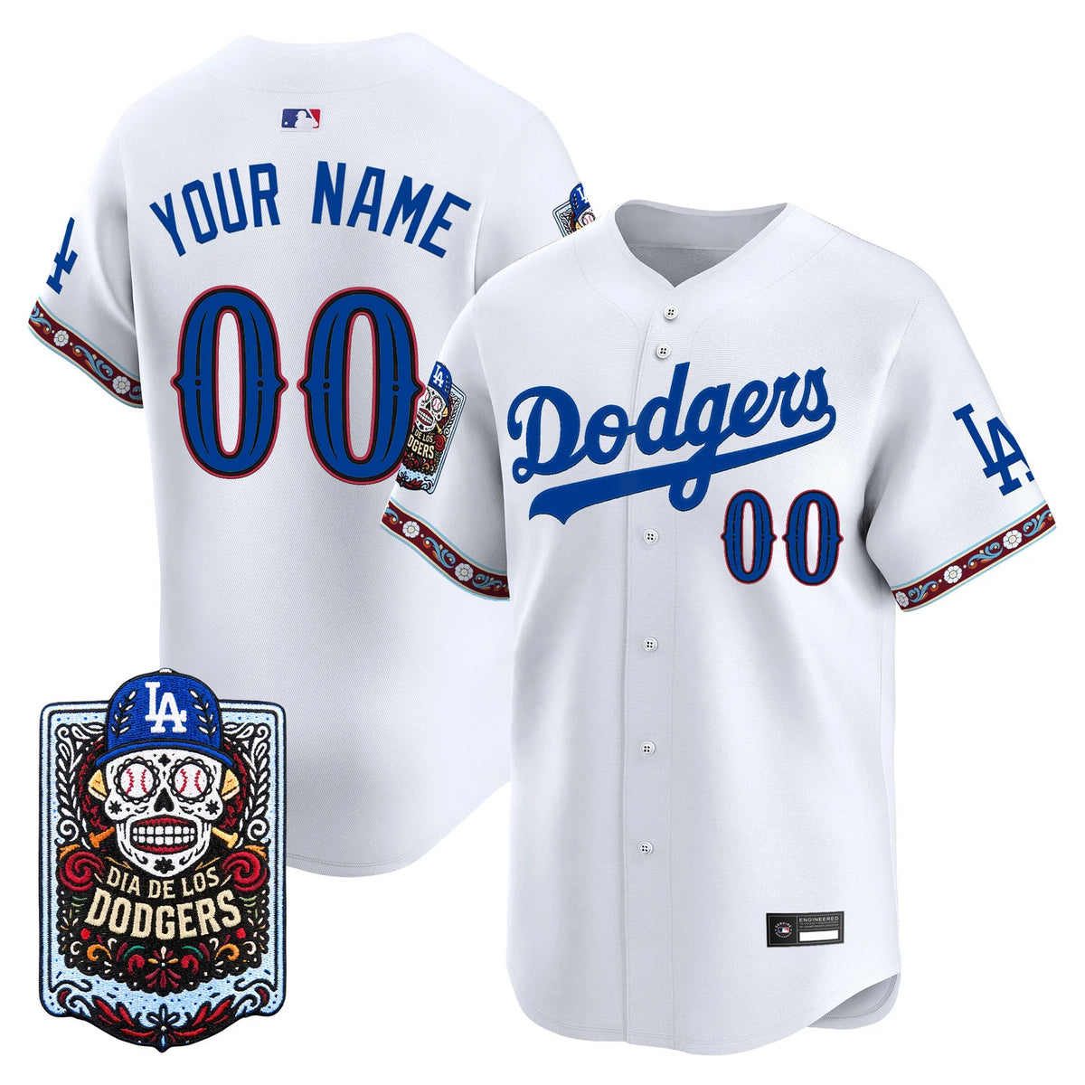 Los Angeles Dodgers Día de los Muertos Limited Custom Jersey - Stitched