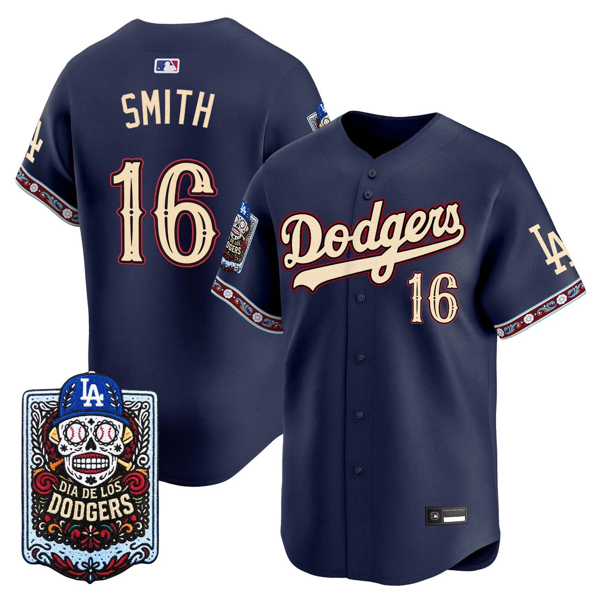 Men's Los Angeles Dodgers Día de los Muertos Vapor Premier Limited Jersey - All Stitched