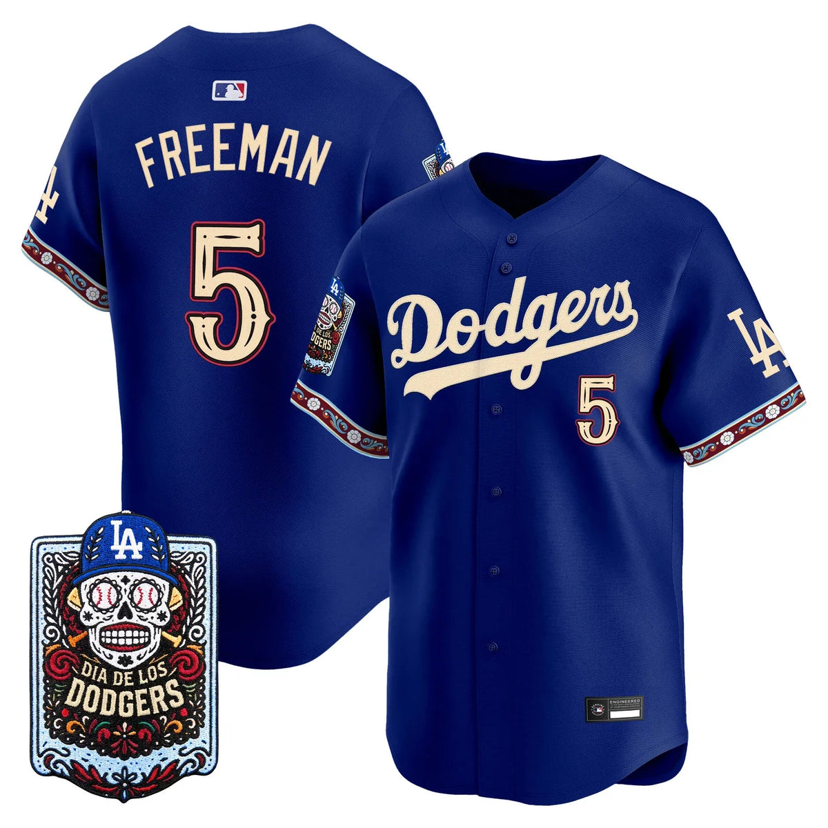 Men's Los Angeles Dodgers Día de los Muertos Vapor Premier Limited Jersey - All Stitched