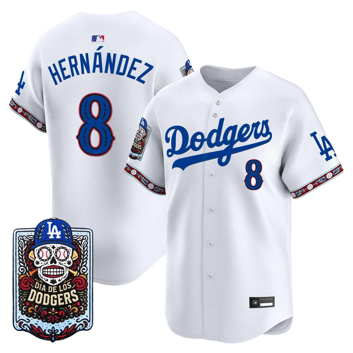 Men's Los Angeles Dodgers D¨ªa de los Muertos White Baseball Jersey 