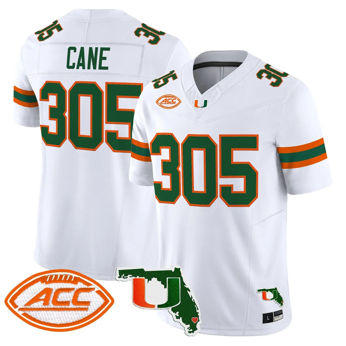 Men's Miami Hurricanes 2026 Florida Patch Football Jersey - All Stitched